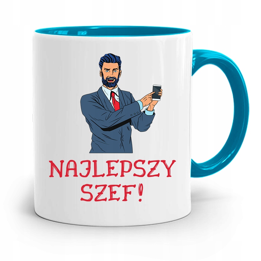 Kubek Błękitny Dla Szefa Najlepszy Szef Prezent Z Nadrukiem Ze Zdjęciem