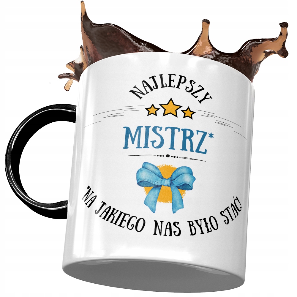 Kubek Czarny Dla Mistrza Najlepszy Mistrz Kubek Z Nadrukiem Ze Zdjęciem