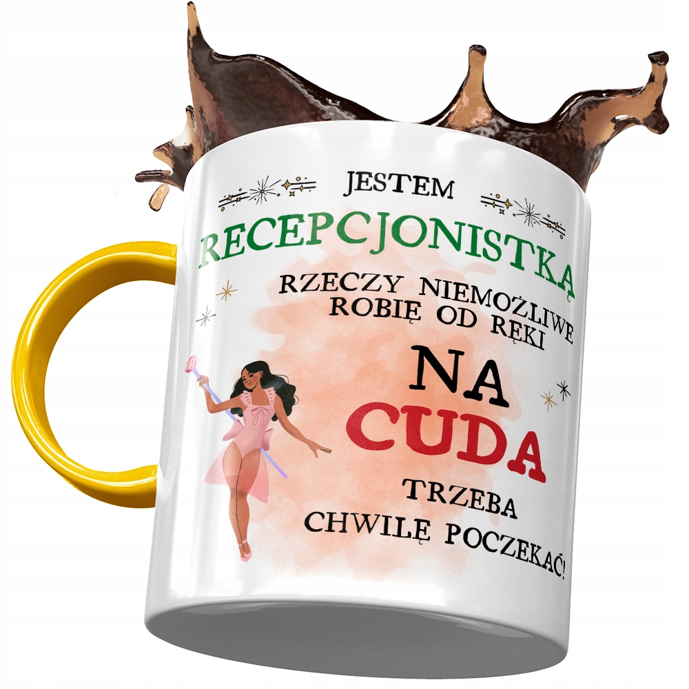 Kubek Żółty Dla Recepcjonistki Prezent Z Nadrukiem Ze Zdjęciem