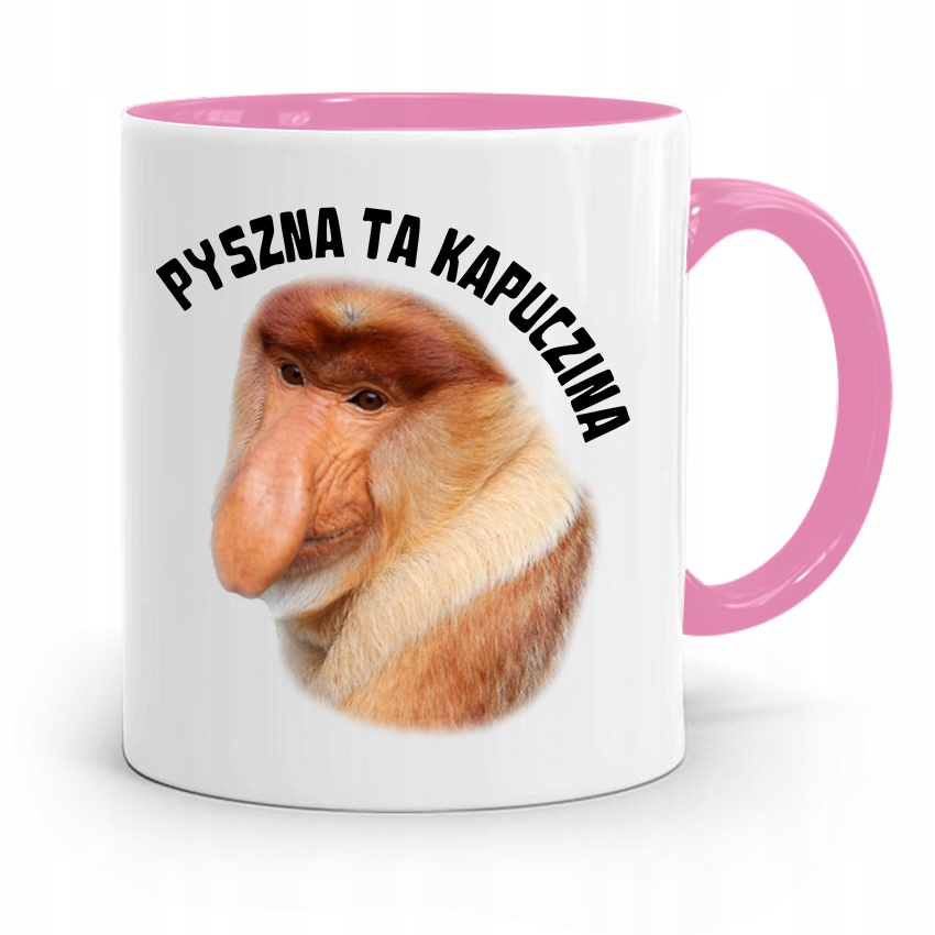 Kubek Różowy Nosacz Janusz Pyszna Ta Kapuczyna Z Nadrukiem Ze Zdjęciem
