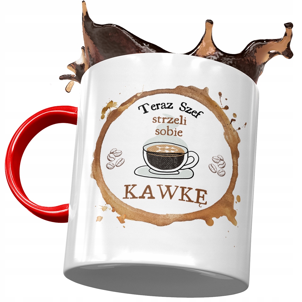 Kubek Czerwony Dla Szefa Teraz Strzeli Sobie Kawkę Z Nadrukiem Ze Zdjęciem