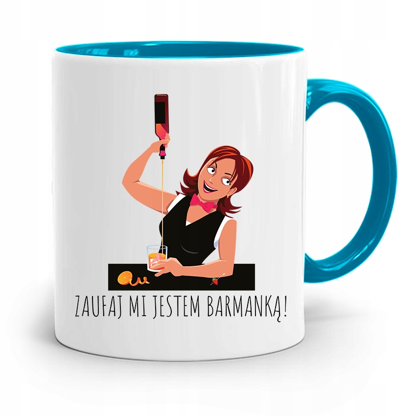 Kubek Błękitny Dla Barmana Zaufaj Mi Jestem Z Nadrukiem Ze Zdjęciem