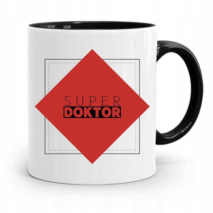 Kubek Czarny Prezent Dla Doktora Super Doktor Z Nadrukiem Ze Zdjęciem