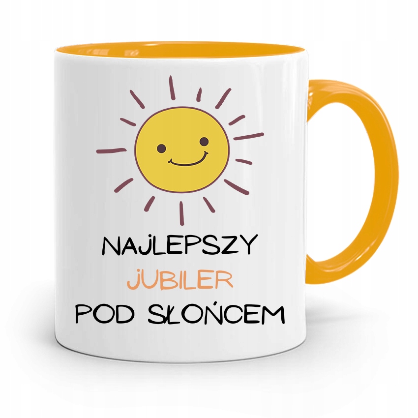Dla Jubilera Kubek Żółty Najlepszy Pod Słońcem Z Nadrukiem Ze Zdjęciem
