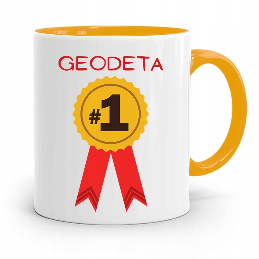 Kubek Żółty Dla Geodety Geodeta Numer Jeden Z Nadrukiem Ze Zdjęciem