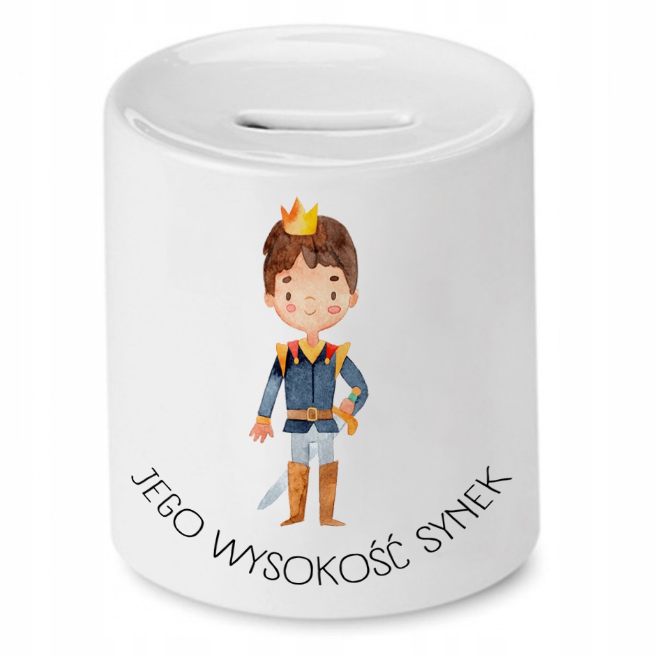 Skarbonka Dla Syna Jego Wysokość Synek Prezent Z Nadrukiem Ze Zdjęciem