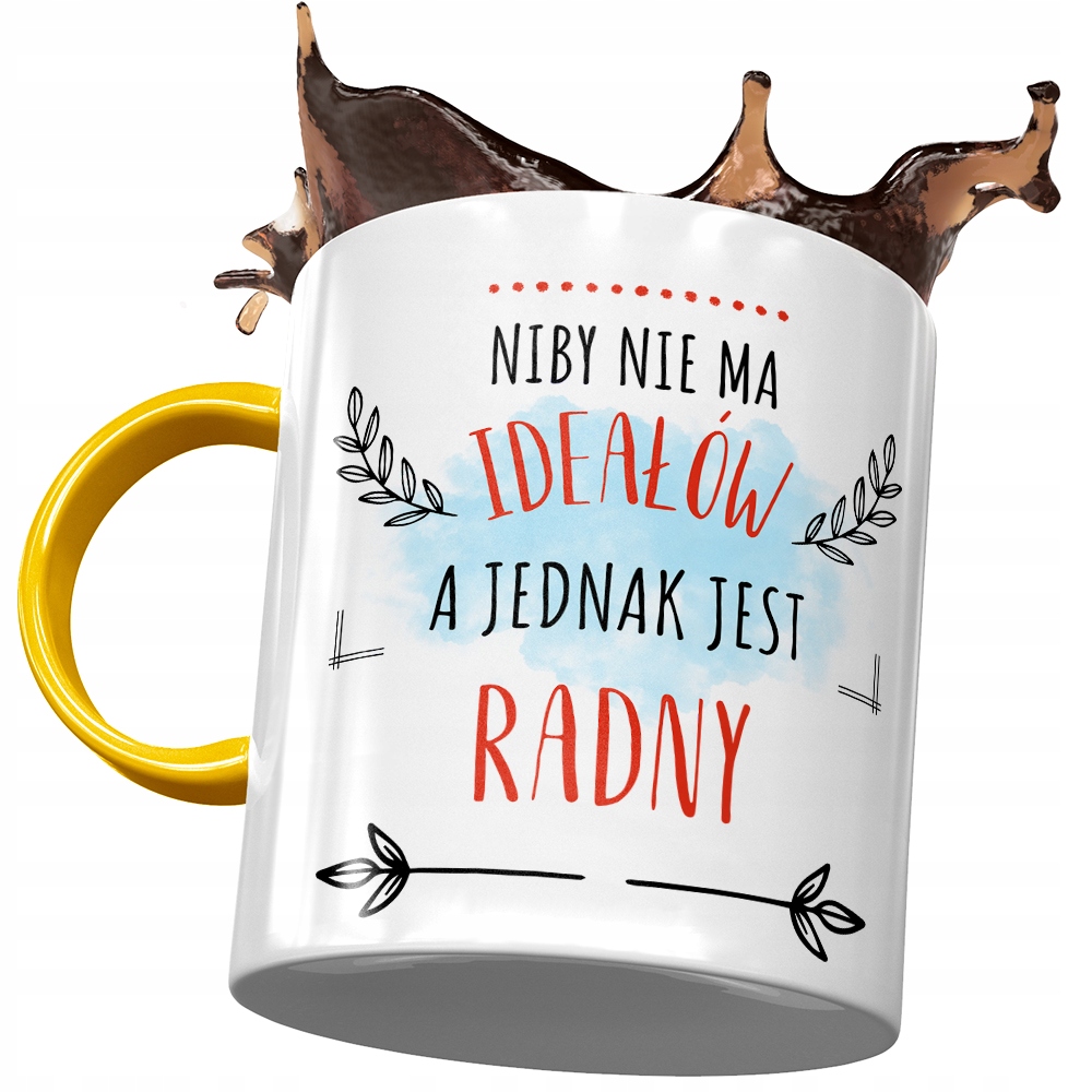 Kubek Żółty Dla Radnego Niby Nie Ma Ideałów Z Nadrukiem Ze Zdjęciem