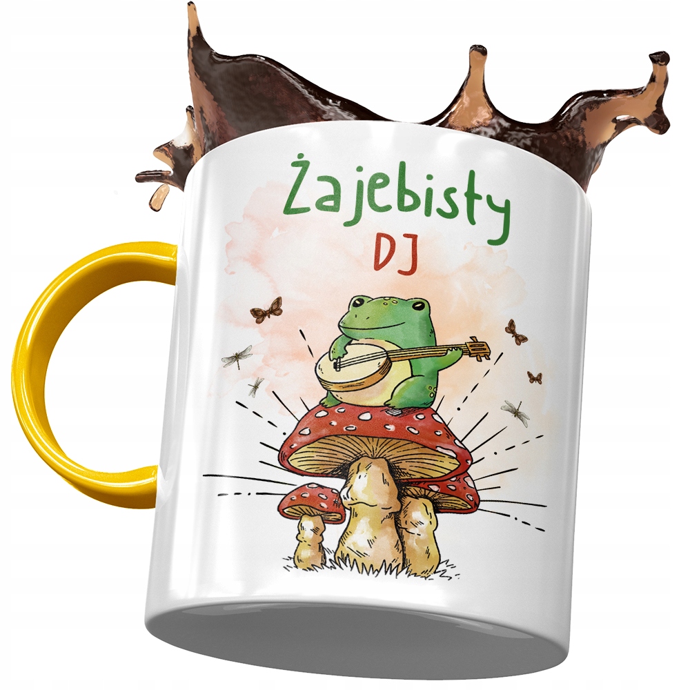Kubek Żółty Dla Dja Żajebisty Dj Kubek Prezent Z Nadrukiem Ze Zdjęciem