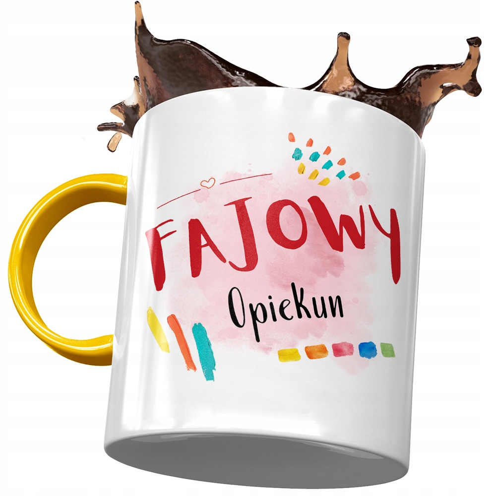 Kubek Żółty Dla Opiekuna Fajowy Opiekun Prezent Z Nadrukiem Ze Zdjęciem