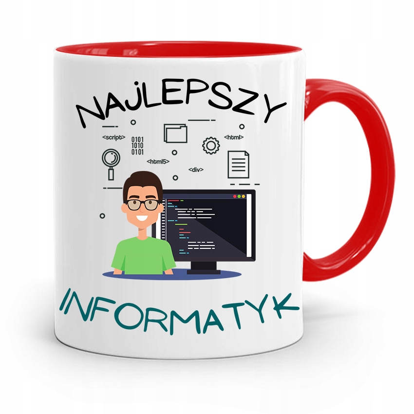 Kubek Czerwony Informatyka Programisty Prezent Z Nadrukiem Ze Zdjęciem