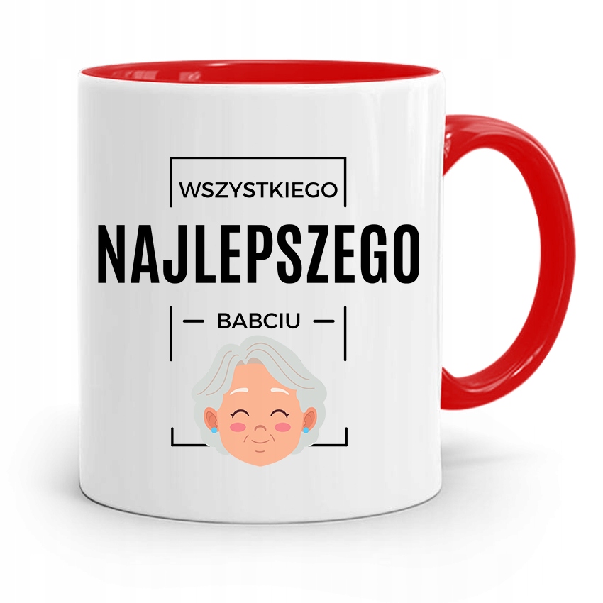 Kubek Czerwony Dla Babci Wszystkiego Najlepszego Z Nadrukiem Ze Zdjęciem