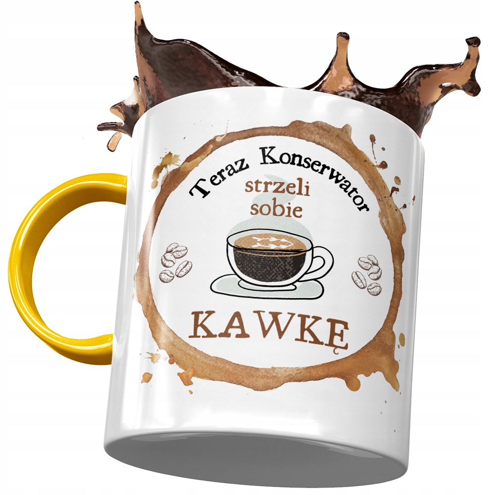 Kubek Żółty Dla Konserwatora Strzeli Sobie Kawkę Z Nadrukiem Ze Zdjęciem