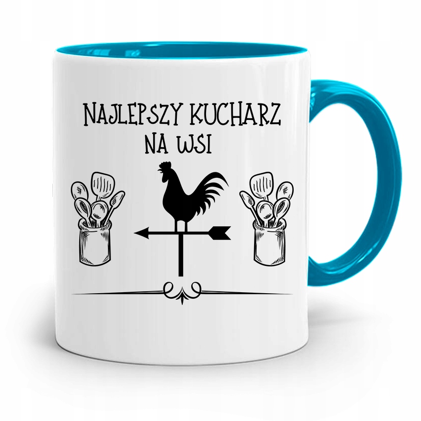 Kubek Błękitny Dla Najlepszego Kucharza Na Wsi Z Nadrukiem Ze Zdjęciem