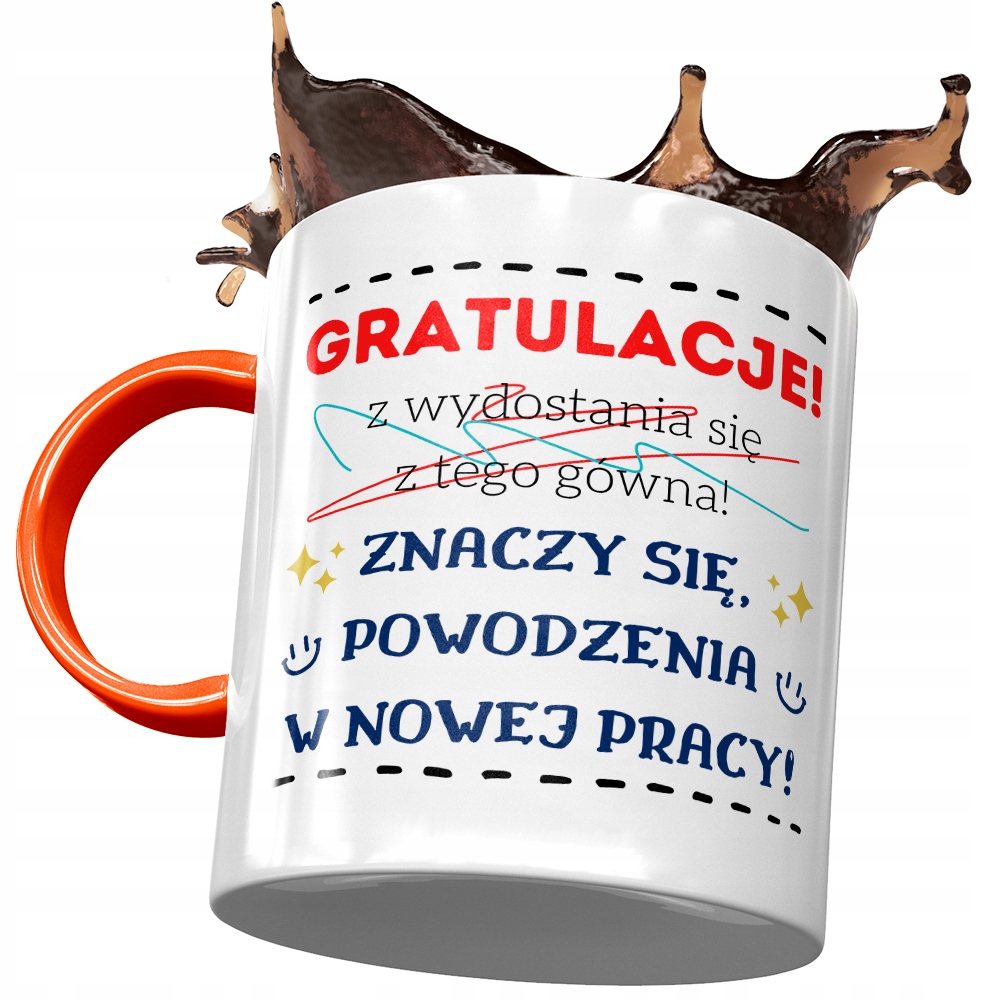 Kubek Pomarańczowy Na Pożegnanie Z Pracy Prezent Z Nadrukiem Ze Zdjęciem