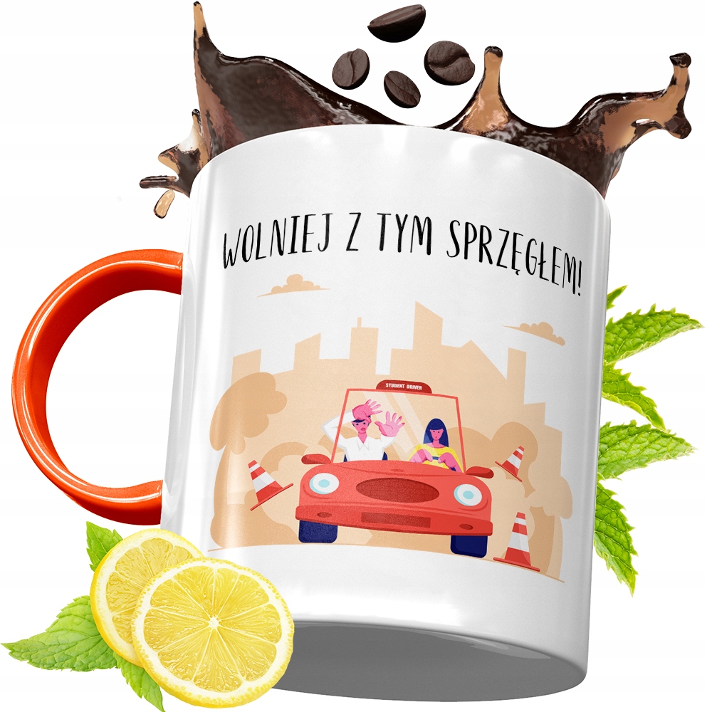 Kubek Pomarańczowy Dla Instruktora Prezent Z Nadrukiem Ze Zdjęciem