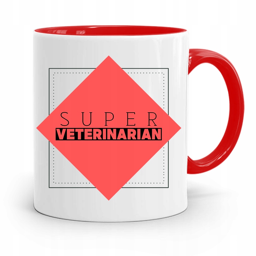 Kubek Czerwony Weterynarza Super Veterinarian Z Nadrukiem Ze Zdjęciem