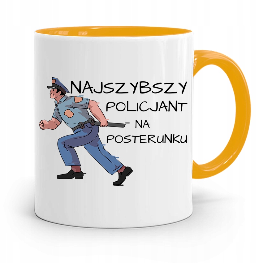Kubek Żólty Najszybszego Policjanta Policjantki Z Nadrukiem Ze Zdjęciem