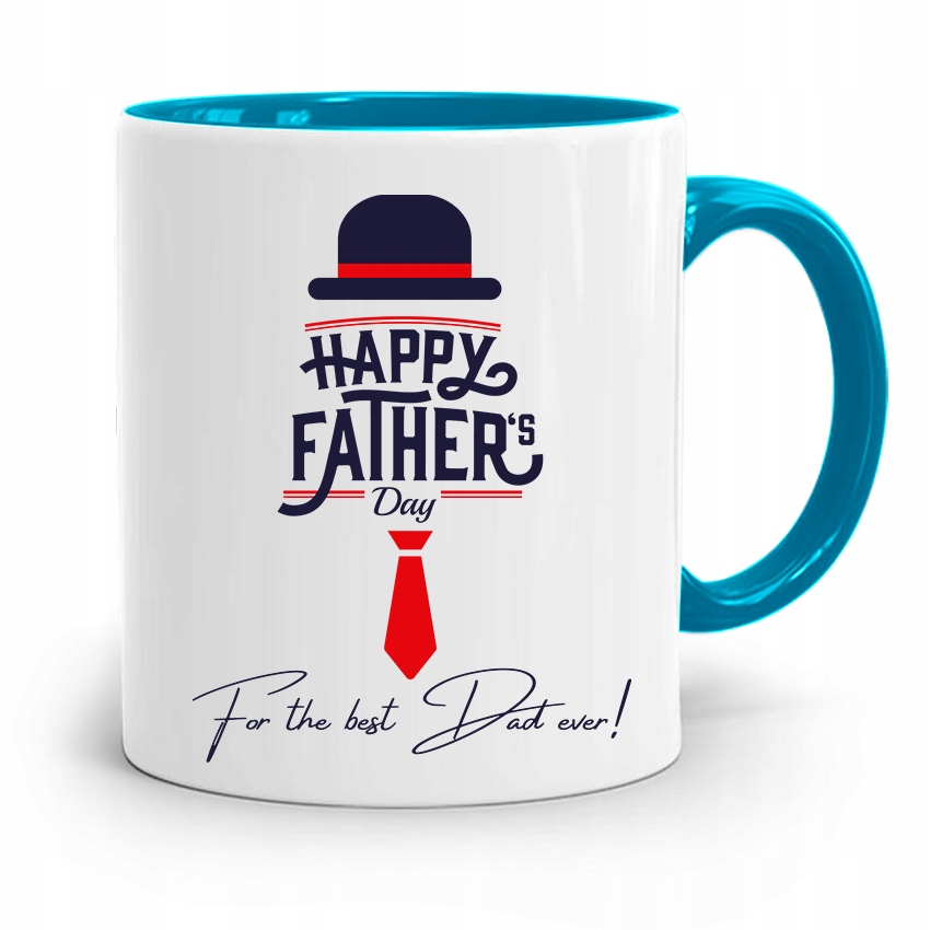 Kubek Błękitny Dla Taty Ojca Happy Father's Day Z Nadrukiem Ze Zdjęciem