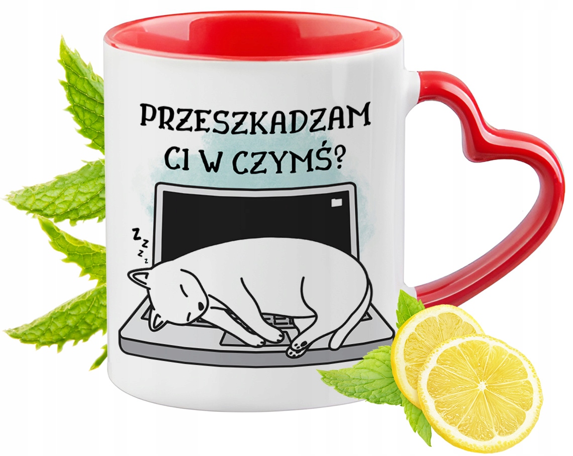 Kot Kotki Kubek Czerwony Z Uszkiem W Kształcie Serca Na Prezent