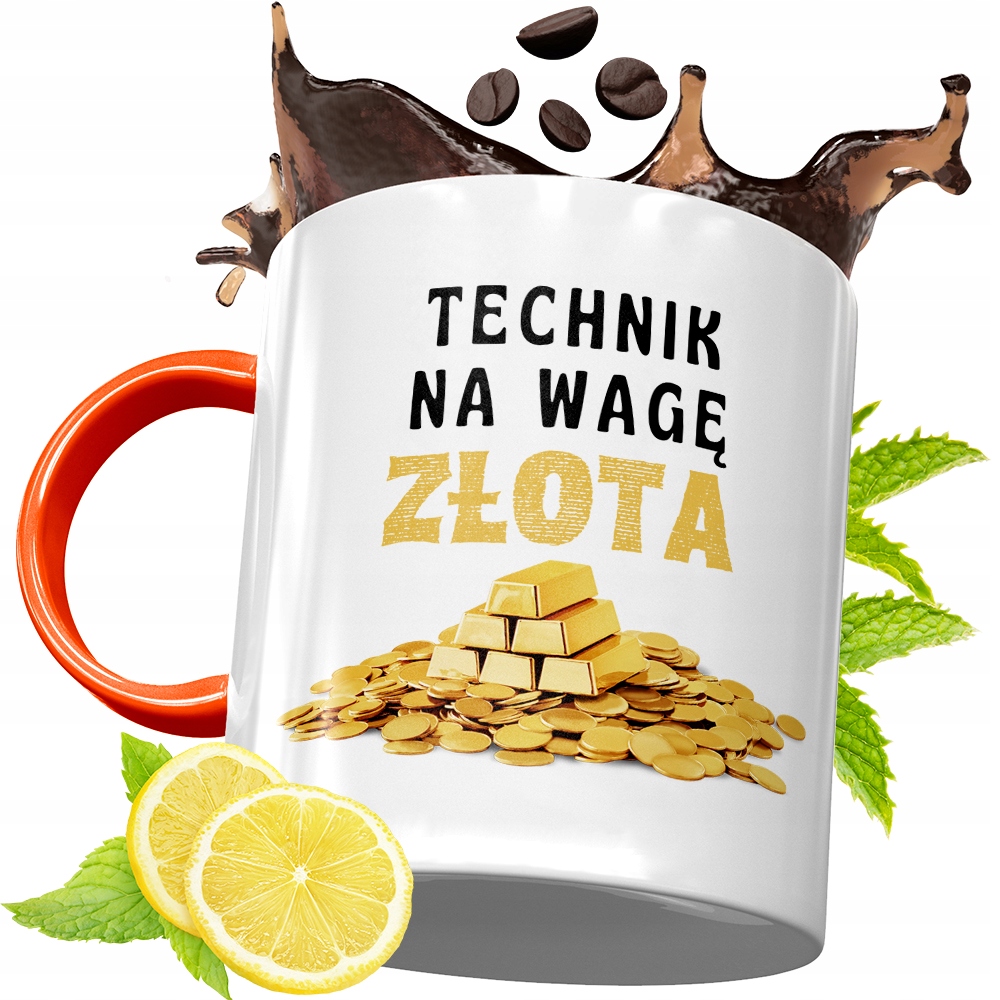 Kubek Pomarańczowy Dla Technika Prezent Z Nadrukiem Ze Zdjęciem