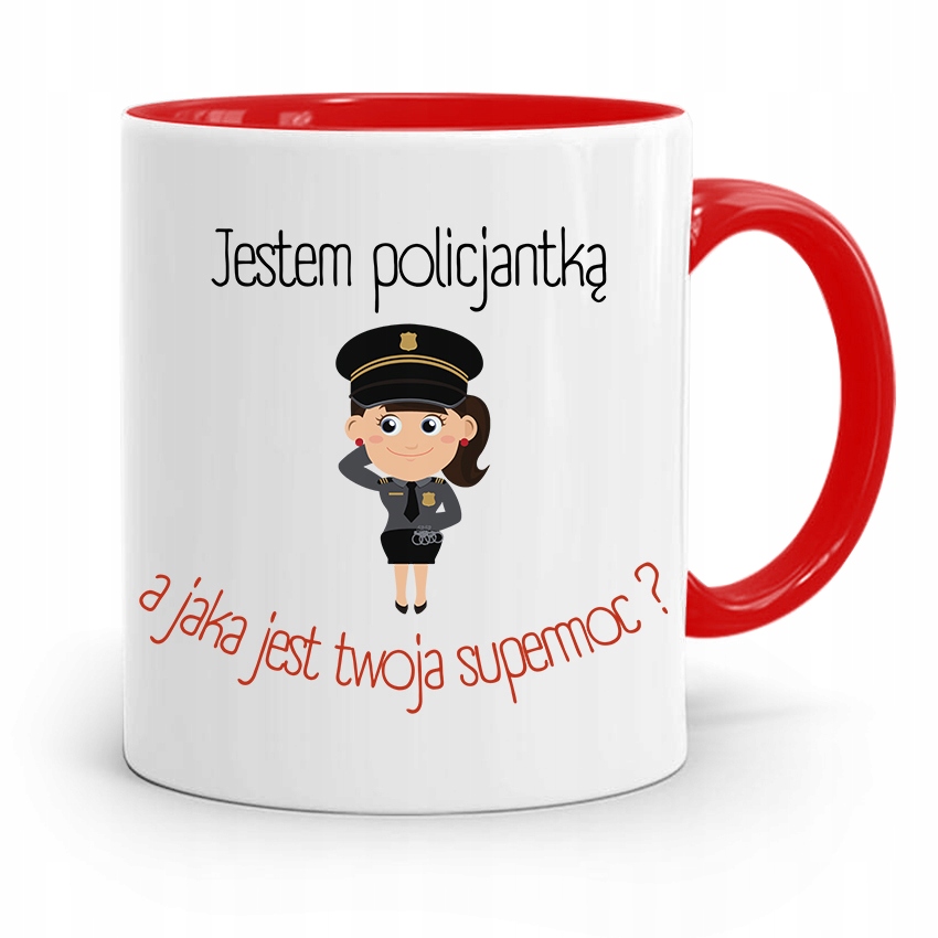 Kubek Czerwony Dla Policjanta Policjantki Supermoc Z Nadrukiem Ze Zdjęciem