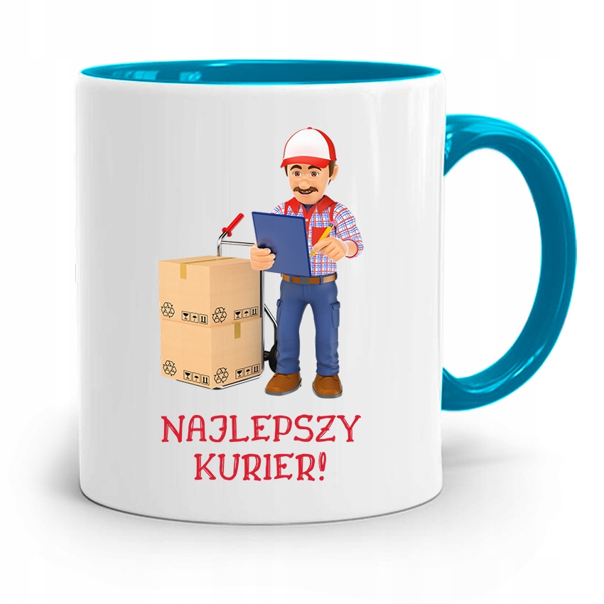 Kubek Błękitny Dla Kuriera Najlepszy Kurier Z Nadrukiem Ze Zdjęciem