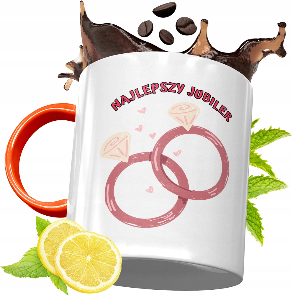 Kubek Pomarańczowy Dla Jubilera Prezent Z Nadrukiem Ze Zdjęciem