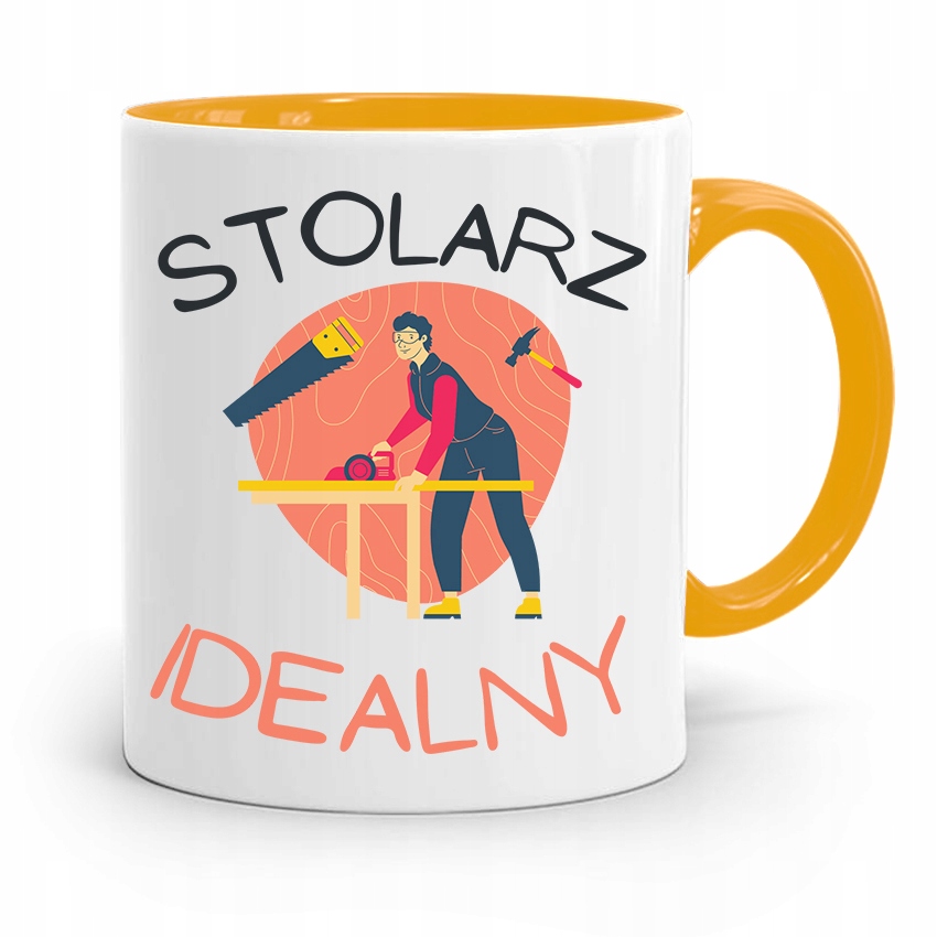 Kubek Żółty Prezent Dla Stolarza Stolarz Idealny Z Nadrukiem Ze Zdjęciem