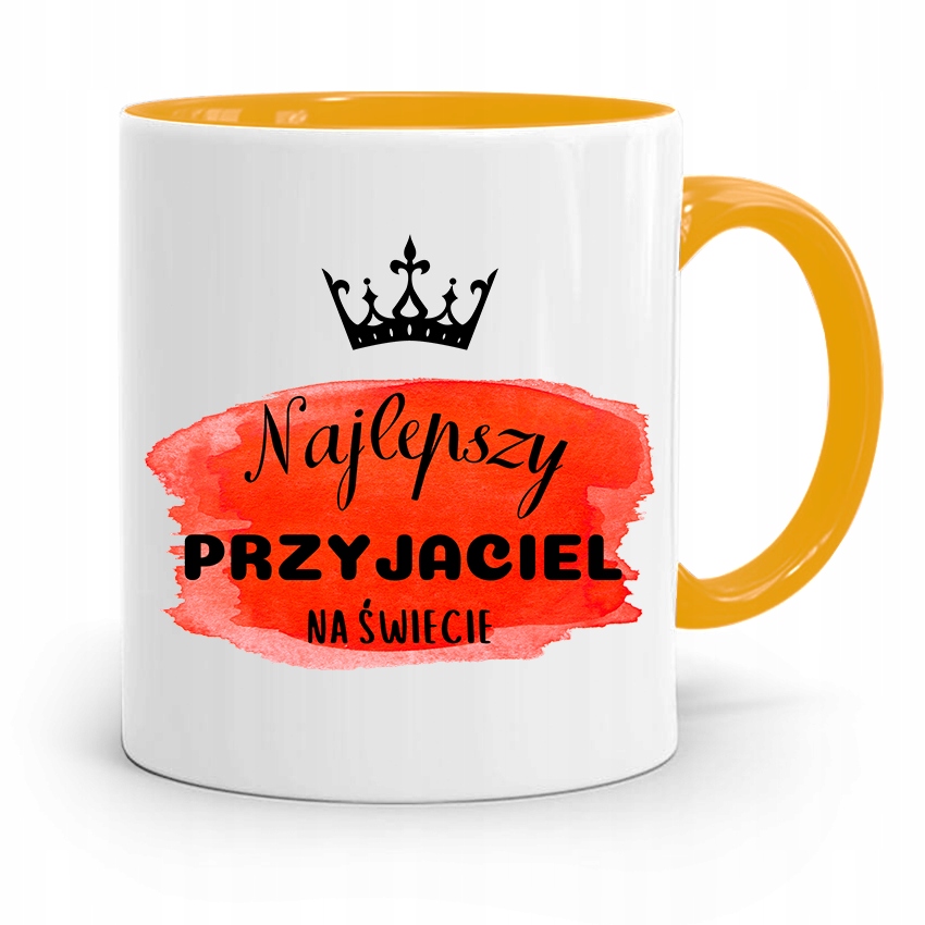 Kubek Żółty Dla Przyjaciela Najlepszy Na Świecie Z Nadrukiem Ze Zdjęciem