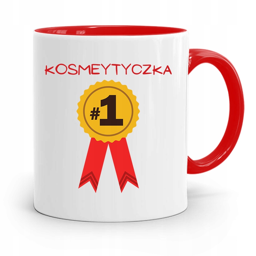 Kubek Czerwony Dla Kosmetyczki Numer Jeden Prezent Z Nadrukiem Ze Zdjęciem