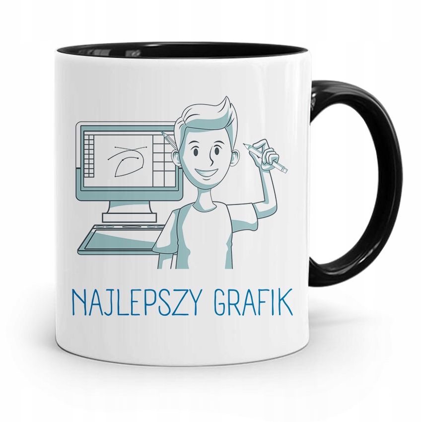 Kubek Czarny Prezent Dla Najlepszego Grafika Z Nadrukiem Ze Zdjęciem