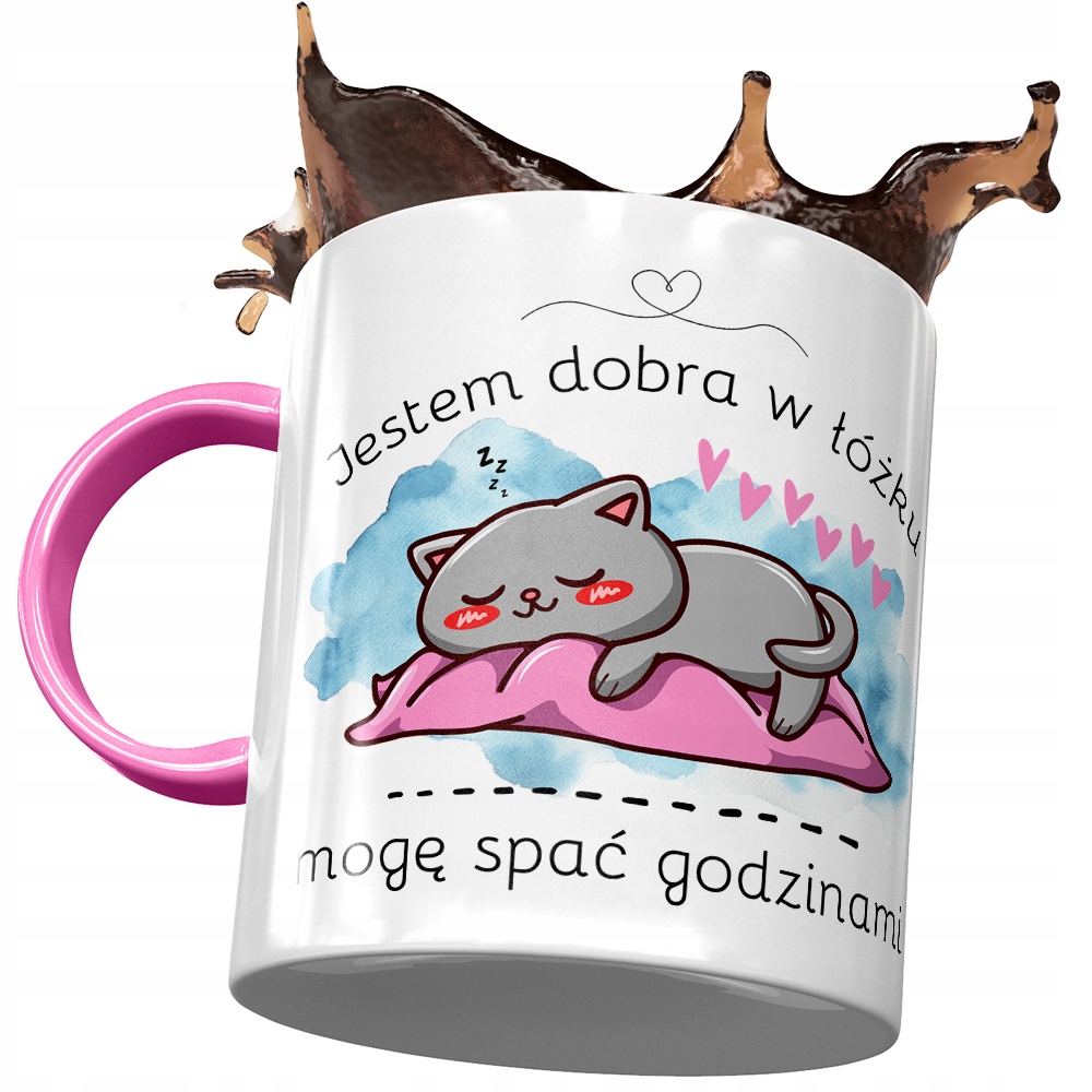 Kubek Różowy Śmieszny Jestem Dobra W Łóżku Z Nadrukiem Ze Zdjęciem