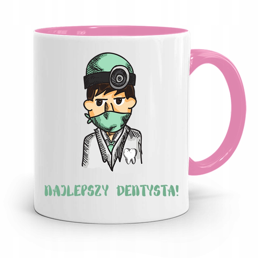 Kubek Różowy Prezent Dentysty Najlepszy Dentysta Z Nadrukiem Ze Zdjęciem