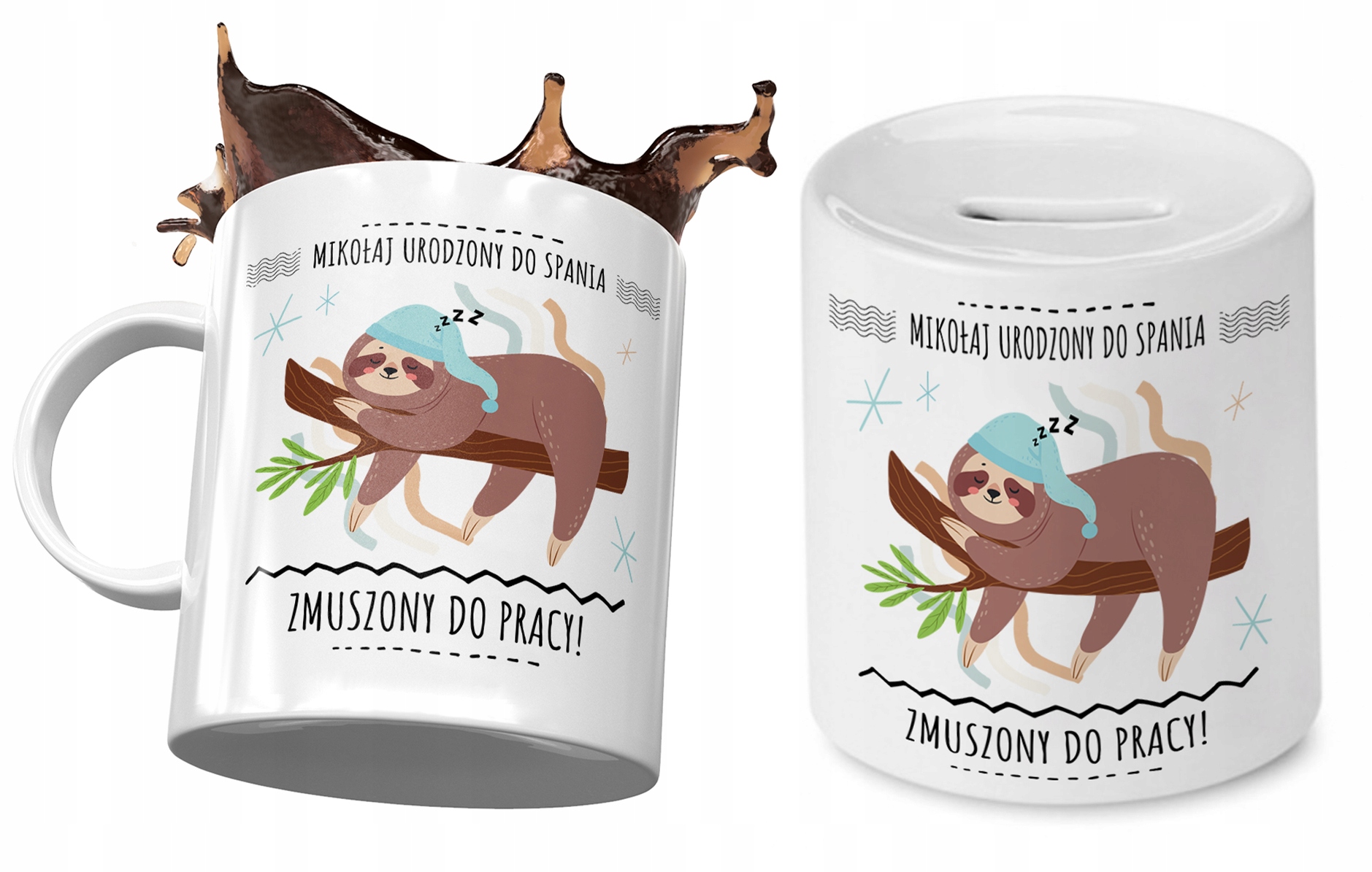 Dla Mikołaja Zestaw Kubek + Skarbonka Na Prezent Z Nadrukiem Ze Zdjęciem