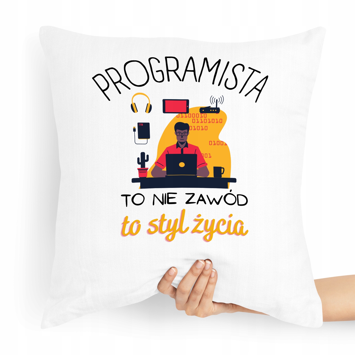 Poduszka Informatyka To Nie Zawód Tylko Styl Życia Z Nadrukiem Ze Zdjęciem