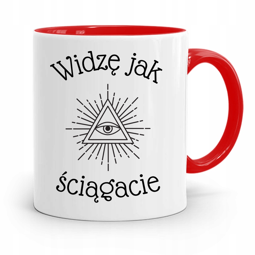 Kubek Czerwony Na Dzień Nauczyciela Wszystko Widzę Z Nadrukiem Ze Zdjęciem