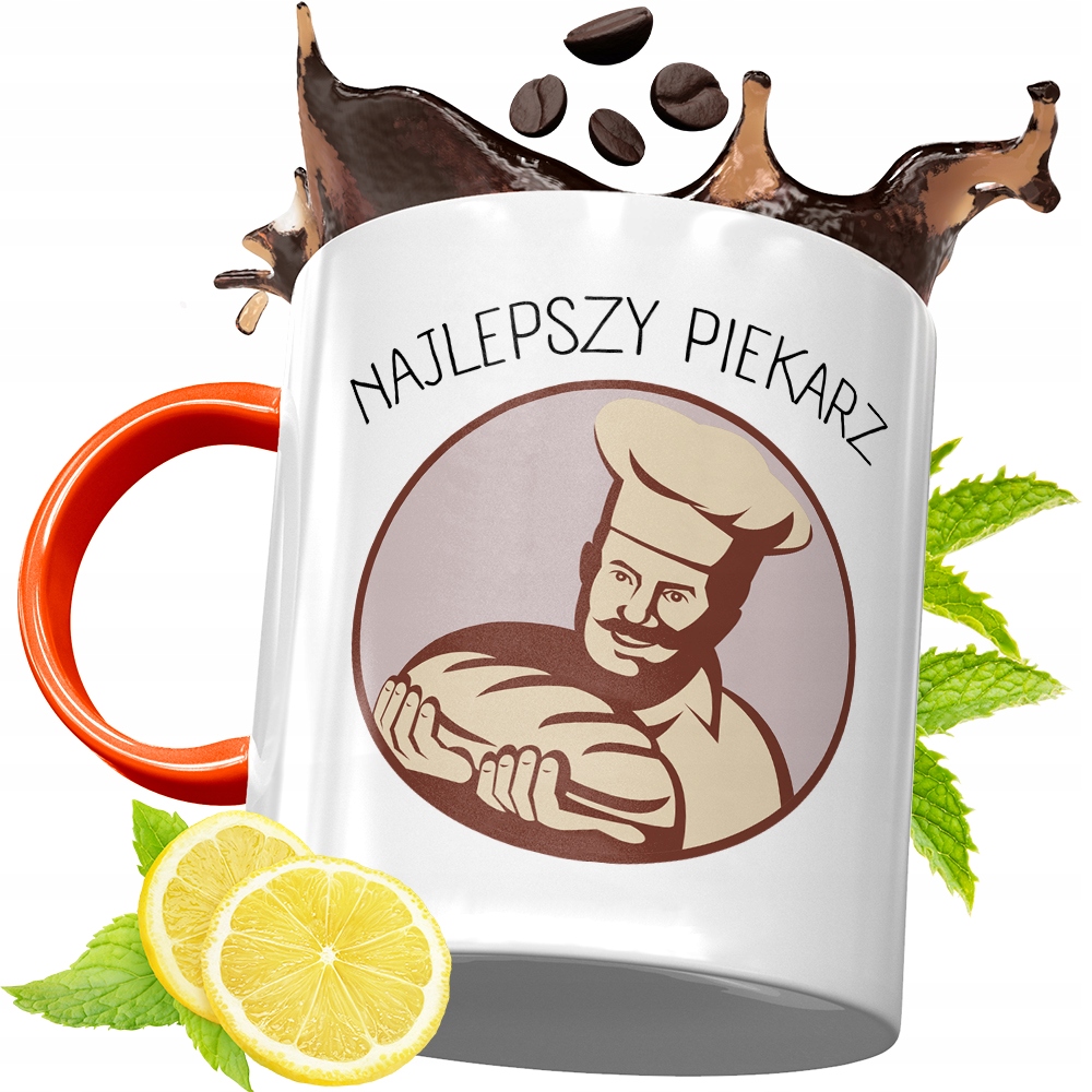 Kubek Pomarańczowy Dla Piekarza Prezent Z Nadrukiem Ze Zdjęciem