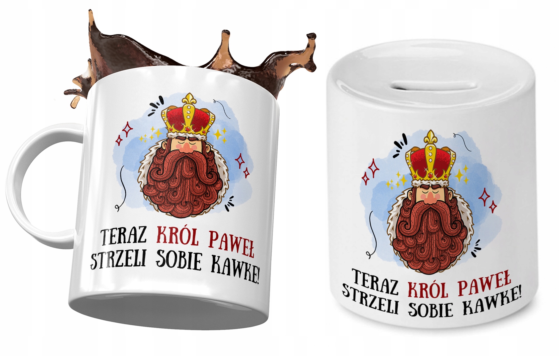 Dla Pawła Zestaw Kubek + Skarbonka Na Prezent Z Nadrukiem Ze Zdjęciem