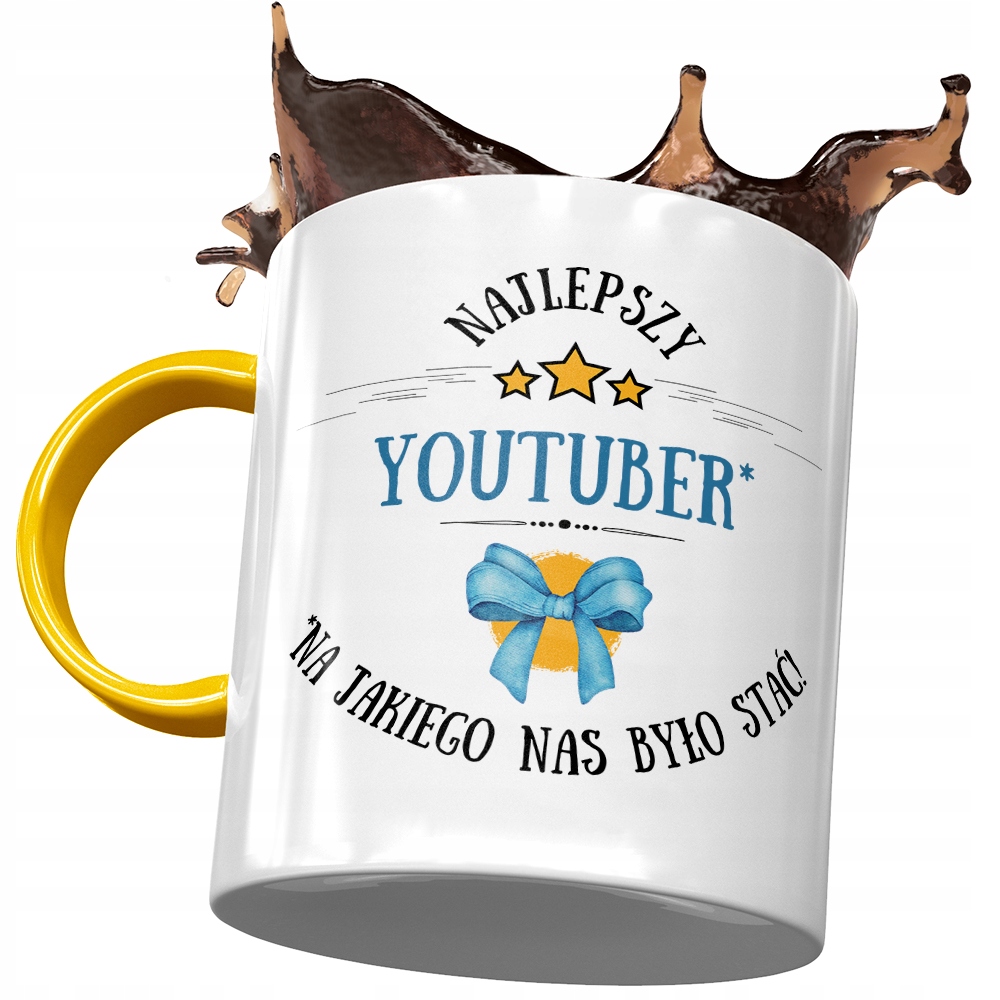 Kubek Żółty Dla Youtubera Najlepszy Youtuber Kubek Z Nadrukiem Ze Zdjęciem