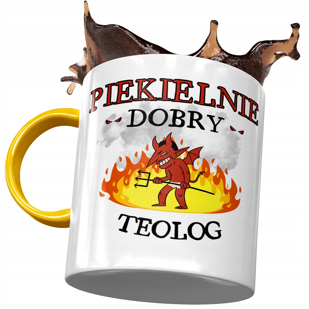 Kubek Żółty Dla Teologa Piekielnie Dobry Teolog Z Nadrukiem Ze Zdjęciem