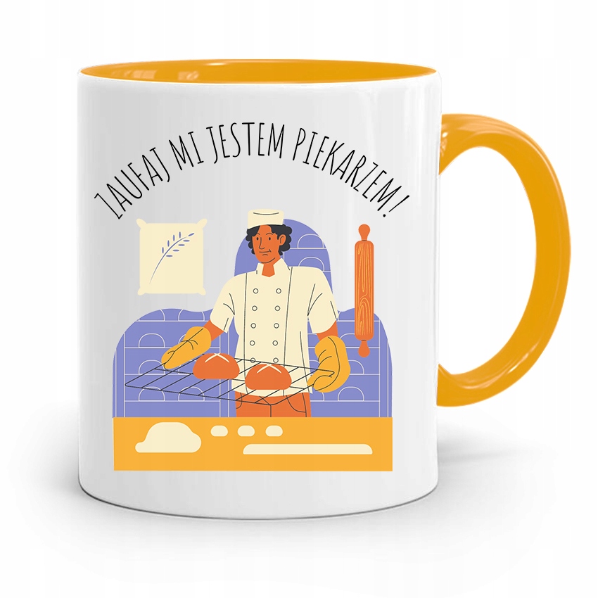 Kubek Żółty Dla Piekarza Zaufaj Mi! Prezent Z Nadrukiem Ze Zdjęciem