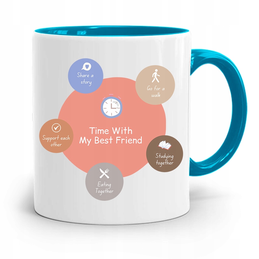 Kubek Błękitny Dla Przyjaciel Czas Z Przyjacielem Z Nadrukiem Ze Zdjęciem