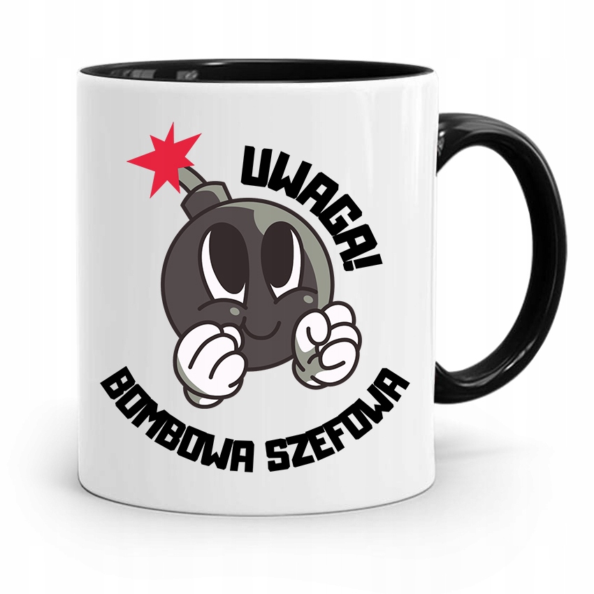 Kubek Czarny Prezent Szefowej Bombowa Szefowa Z Nadrukiem Ze Zdjęciem