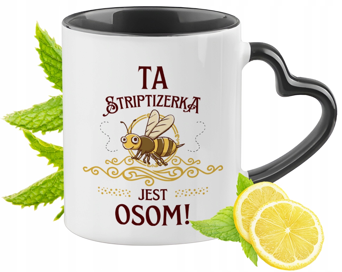 Dla Striptizerki Kubek Czarny Z Uszkiem W Kształcie Serca Na Prezent