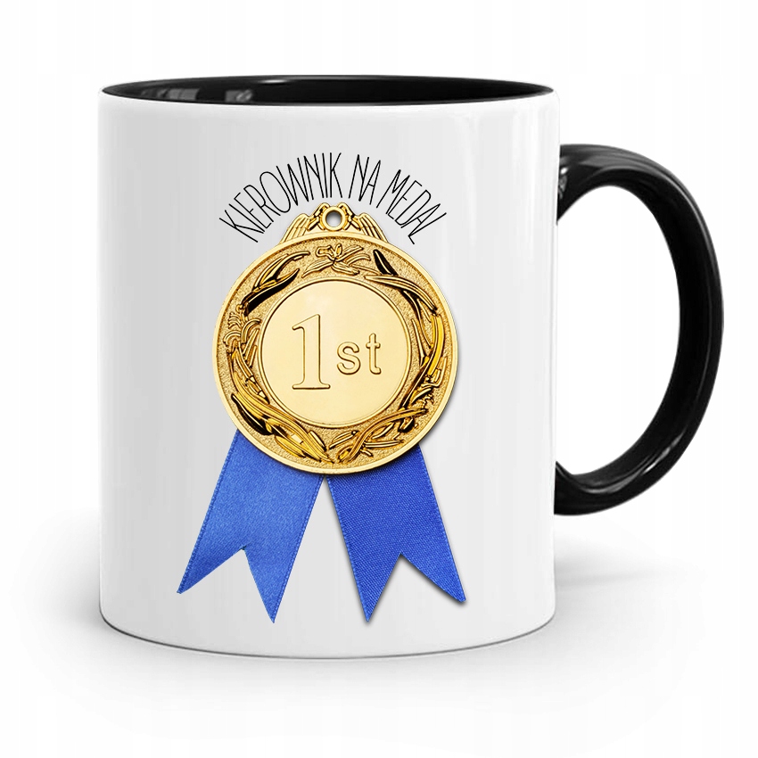 Kubek Czarny Dla Kierownika Kierownik Na Medal Z Nadrukiem Ze Zdjęciem