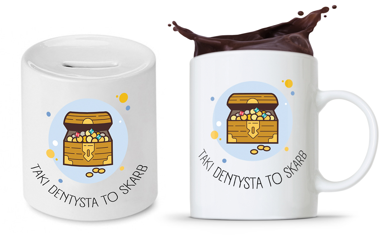 Zestaw Dla Dentysty Stomatologa Kubek + Skarbonka Z Nadrukiem Ze Zdjęciem