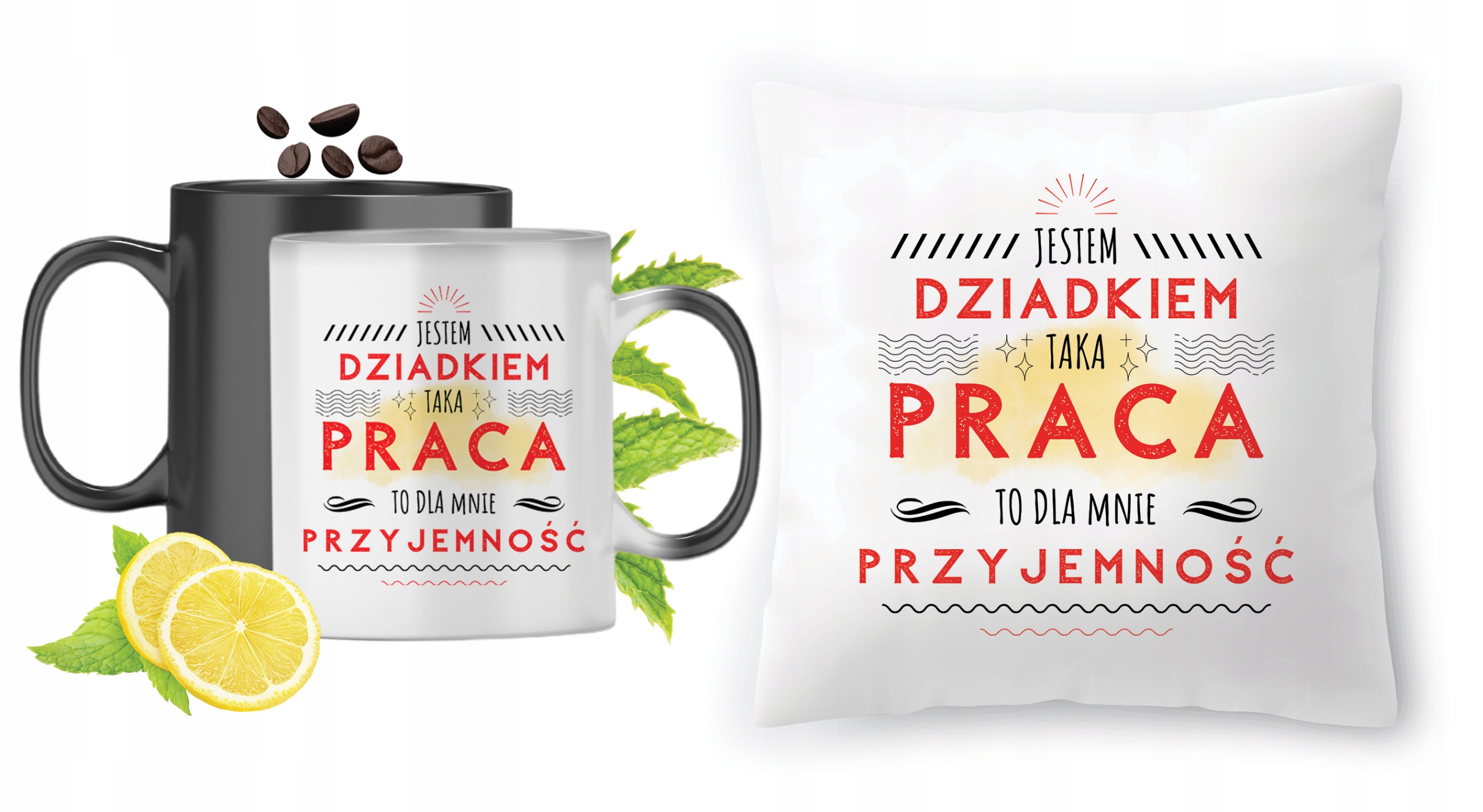 Dla Dziadka Zestaw Kubek Magiczny + Poduszka Z Nadrukiem Ze Zdjęciem