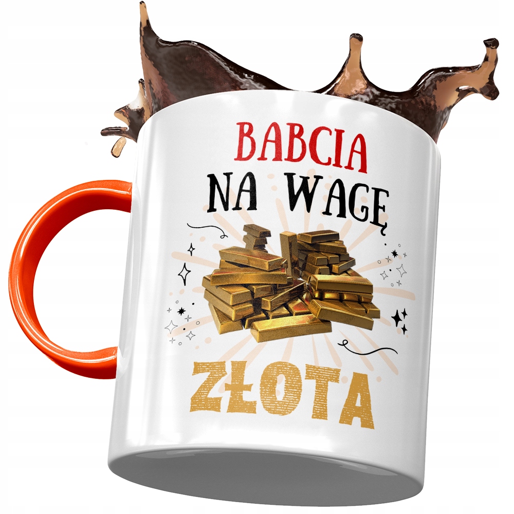 Kubek Pomarańczowy Dla Babci Babuni Na Dzień Babci Z Nadrukiem Ze Zdjęciem