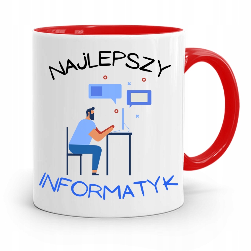 Kubek Czerwony Informatyka Programisty Prezent Z Nadrukiem Ze Zdjęciem