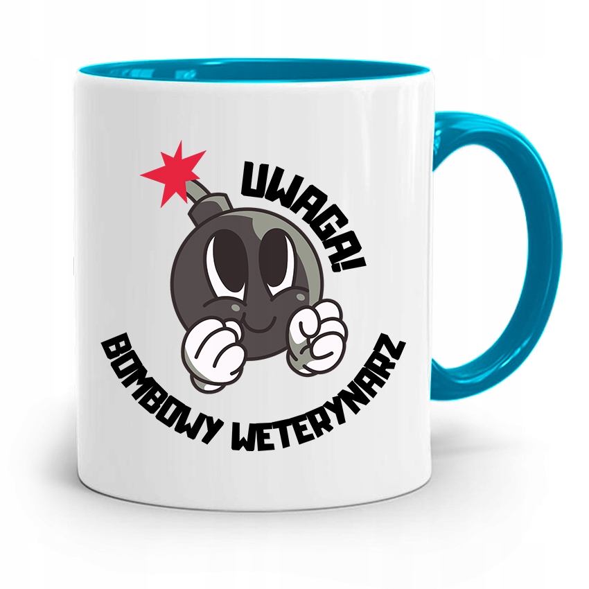 Kubek Błękitny Weterynarza Bombowy Weterynarz Z Nadrukiem Ze Zdjęciem